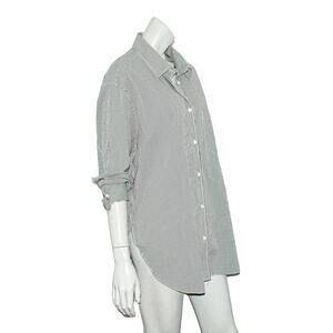THE ANDAMANE Women's Oversize Stripe Georgiana Shirt White Gray 40